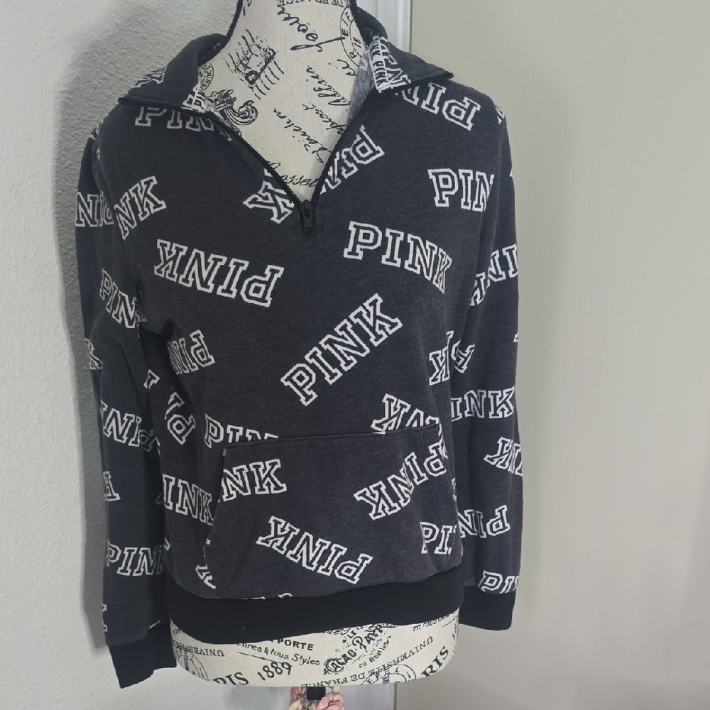 PINK Victoria's Secret Black & White Logo Hoodie Sweater